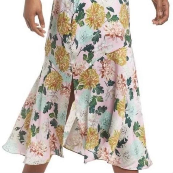 Sam Edelman Womens Pink Multi Floral Double-V Daytime Midi Dress Size 14 - Picture 6 of 8